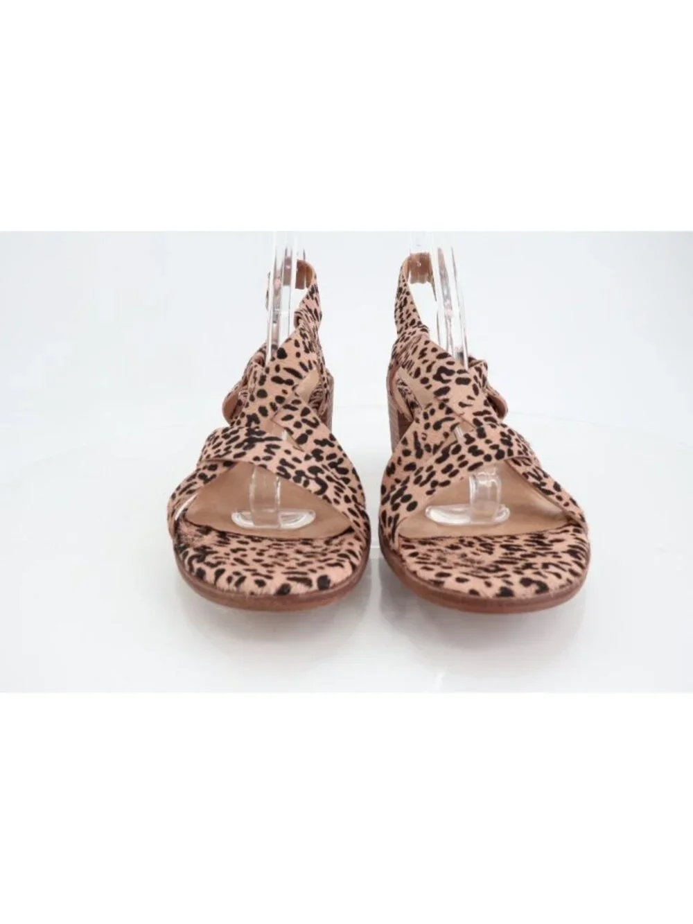 Madewell Alyssa Leopard Strappy Sandals Size 9 Calf Hair Block Heel Slingback